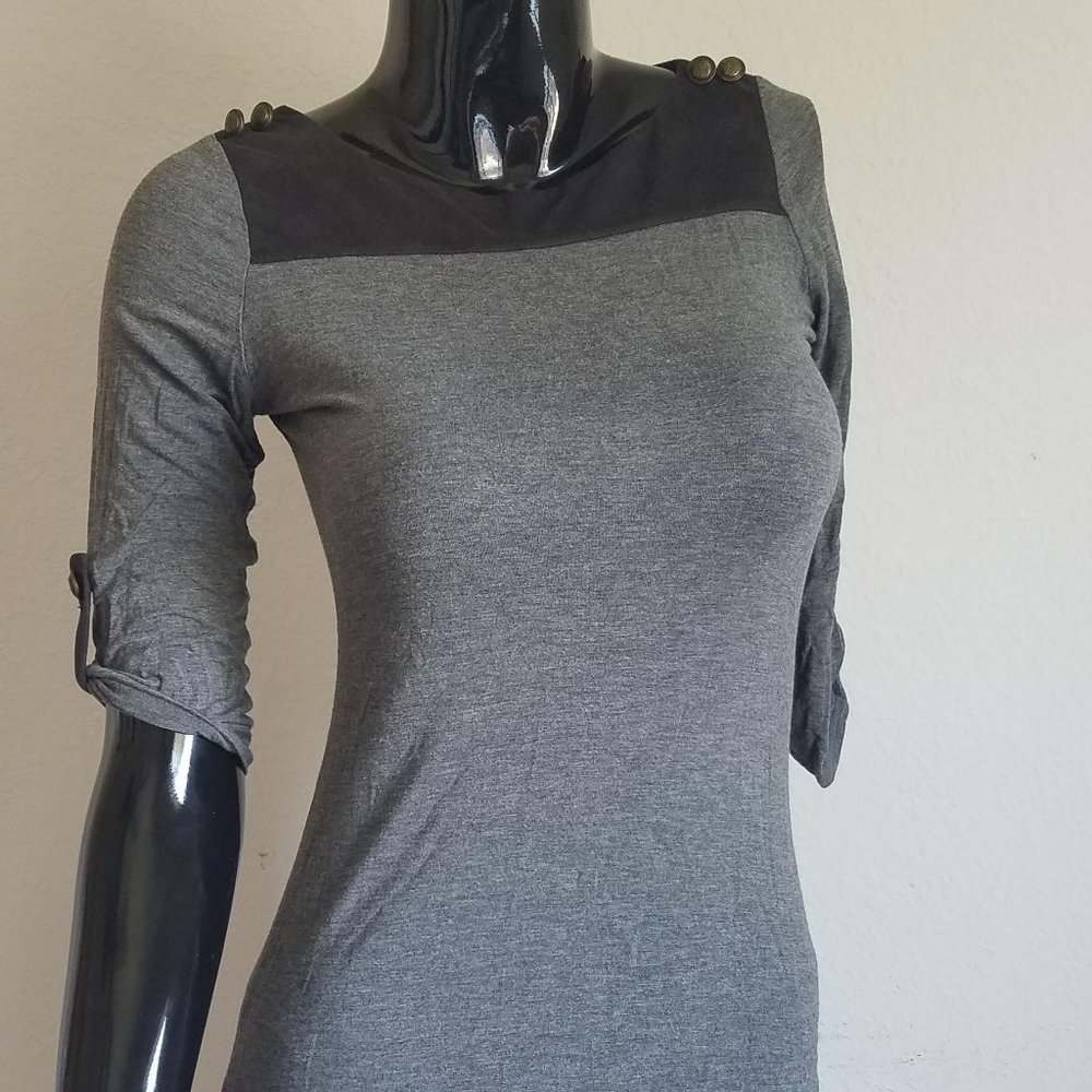 Gray and Black Mid Sleeve Shirt